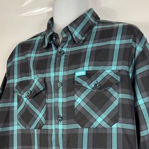 DIXXON™️ 'UNION SQUARE' Men's XL Teal and Black Plaid Button Down Shirt